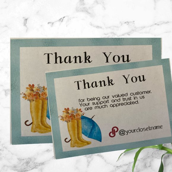 Thank You Cards, Falling Season Thank You Cards set of 100 With Your Closet Name - Picture 3 of 11